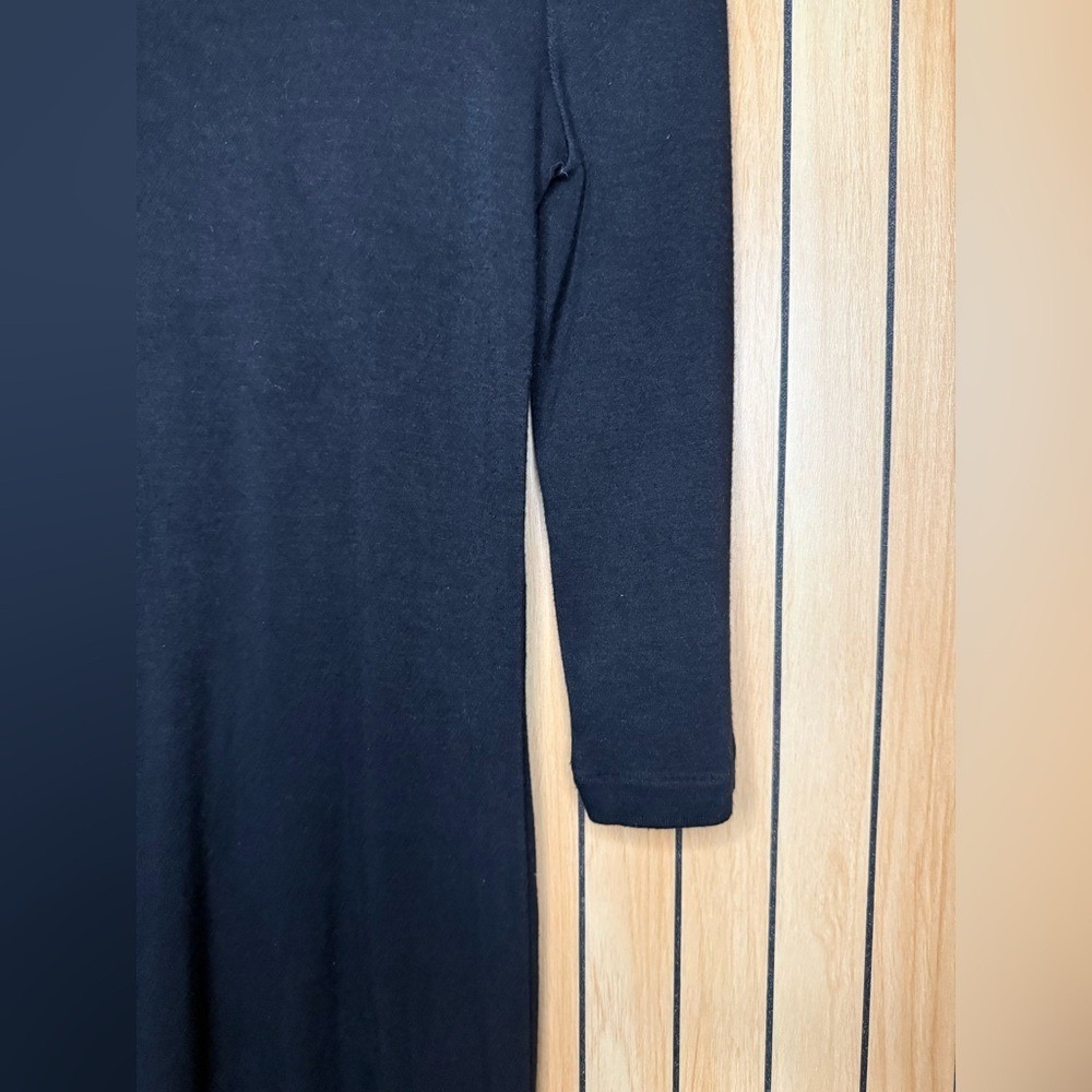 Philosophy Black Long Sleeve Midi Dress Stretch Knit Minimalist L - Picture 3 of 5